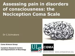 Assessing pain in disorders of consciousness: the Nociception Coma Scale Dr C.Schnakers