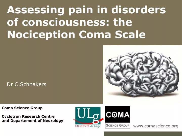 assessing pain in disorders of consciousness the nociception coma scale dr c schnakers
