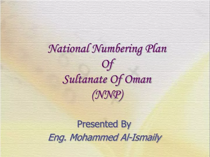 national numbering plan of sultanate of oman nnp