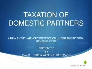 TAXATION OF DOMESTIC PARTNERS