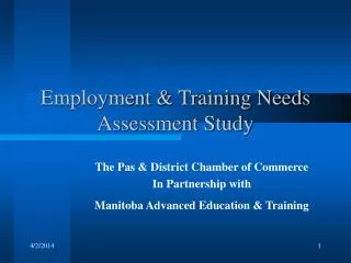 Employment &amp; Training Needs Assessment Study