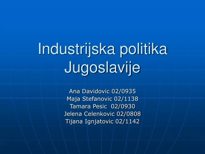 industrijska politika jugoslavije