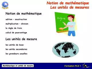 Notion de mathématique Les unités de mesures