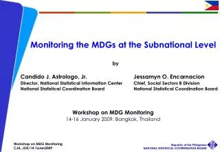 Monitoring the MDGs at the Subnational Level