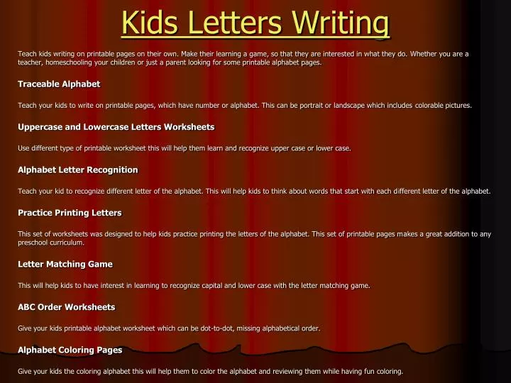 kids letters writing