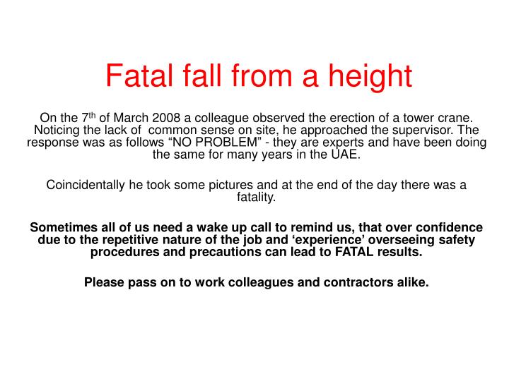 fatal fall from a height