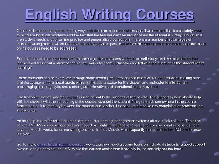 english writing courses
