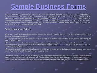 Sample Business Forms
