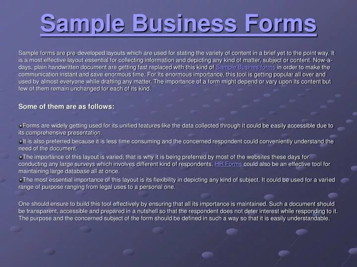 sample business forms