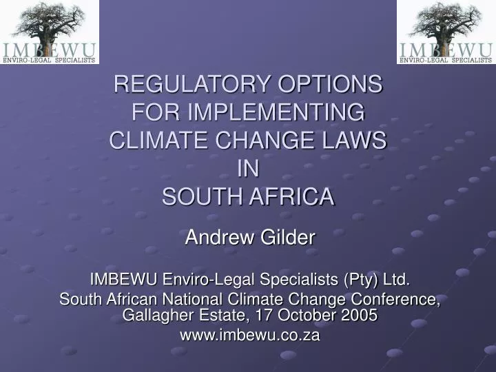 regulatory options for implementing climate change laws in south africa