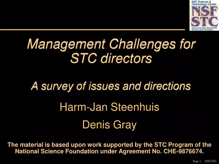 management challenges for stc directors a survey of issues and directions