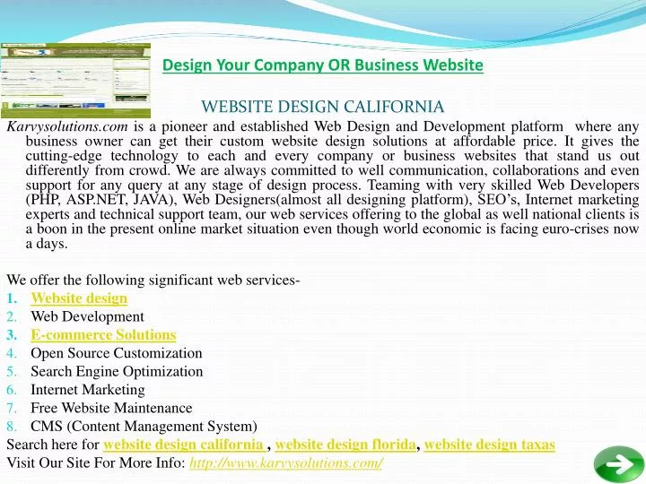 design your company or business website