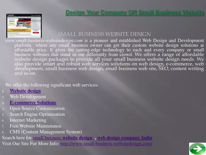 design your company or small business website