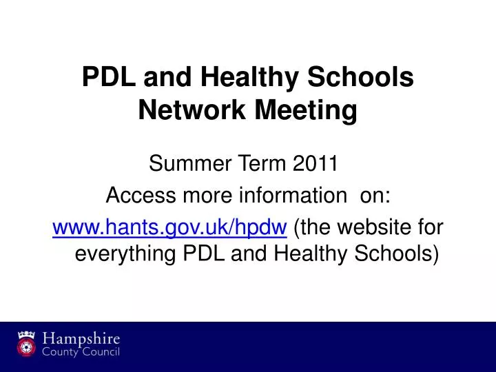 pdl and healthy schools network meeting