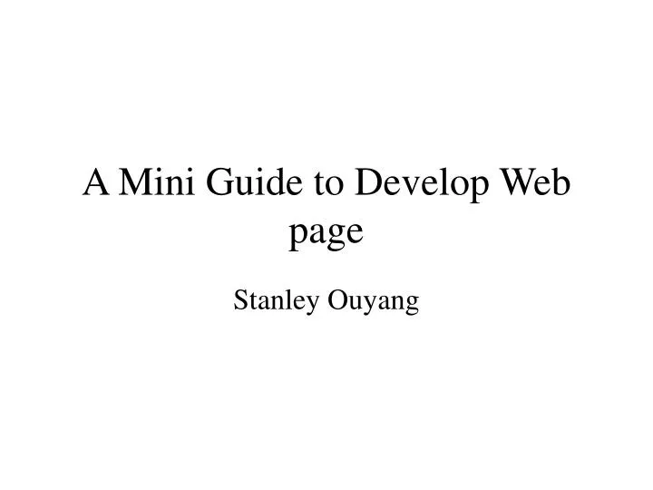 a mini guide to develop web page