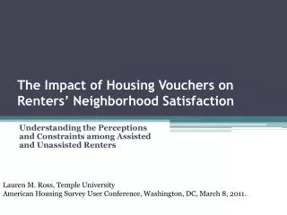 The Impact of Housing Vouchers on Renters’ Neighborhood Satisfaction
