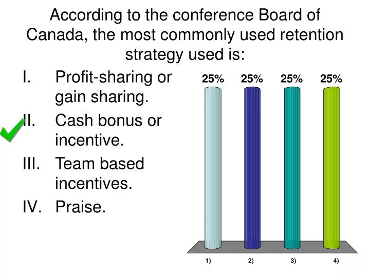 according to the conference board of canada the most commonly used retention strategy used is