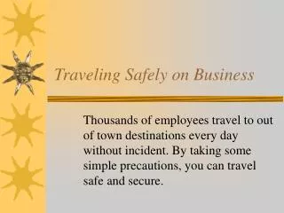 Traveling Safely on Business