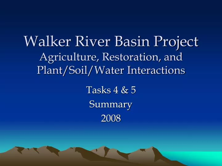 walker river basin project agriculture restoration and plant soil water interactions