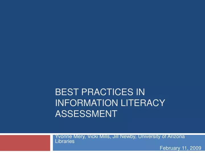 best practices in information literacy assessment