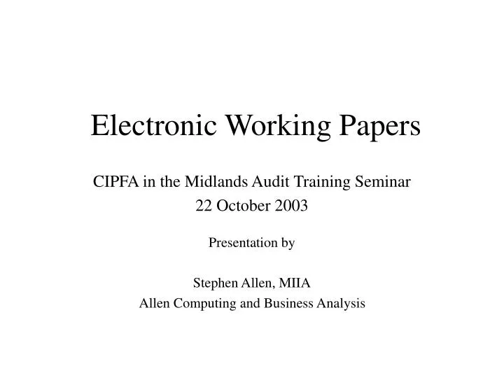 electronic working papers