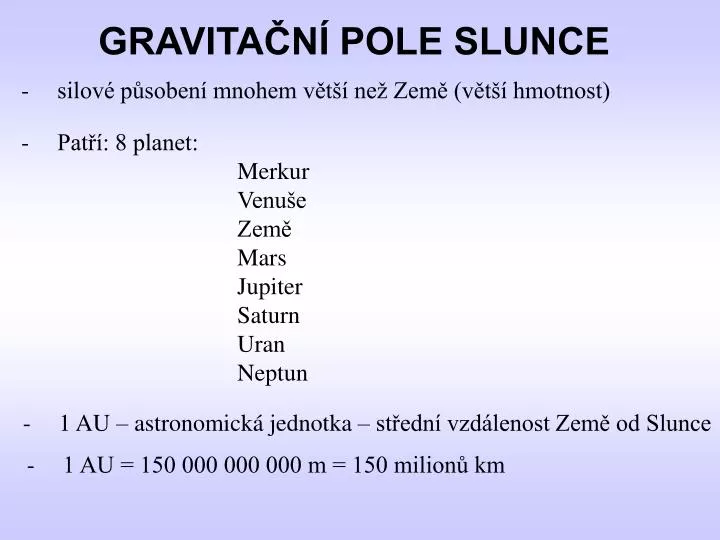 gravita n pole slunce