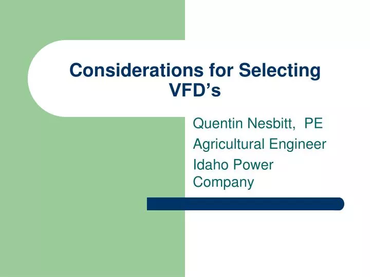 considerations for selecting vfd s