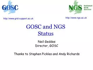 GOSC and NGS Status