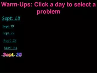Warm-Ups: Click a day to select a problem