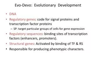 Evo-Devo : Evolutionary Development