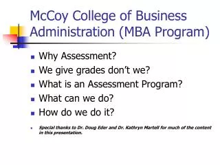 McCoy College of Business Administration (MBA Program)