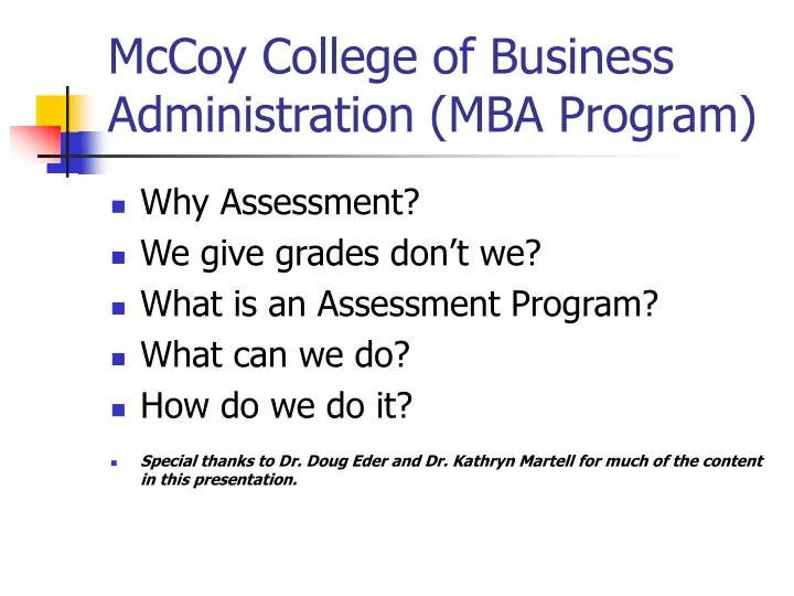 mccoy college of business administration mba program