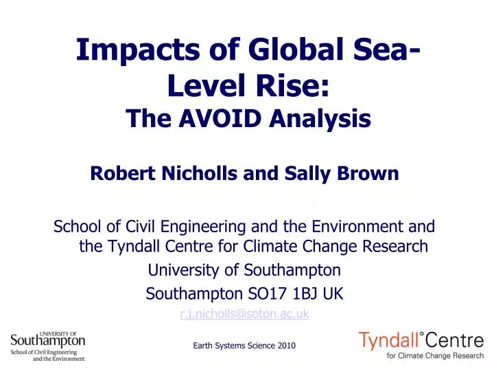 impacts of global sea level rise the avoid analysis