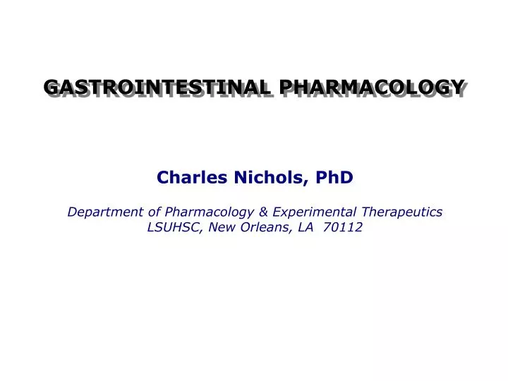 gastrointestinal pharmacology