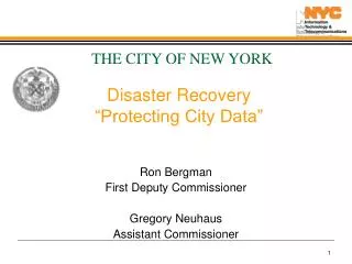 Disaster Recovery “Protecting City Data”