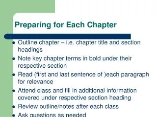 Preparing for Each Chapter