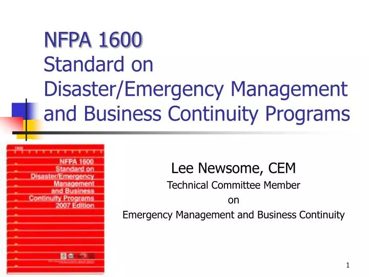nfpa 1600 standard on disaster emergency management and business continuity programs