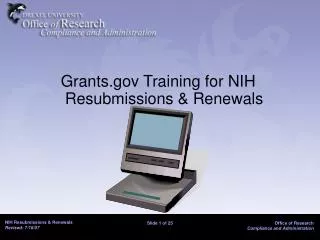 Grants.gov Training for NIH Resubmissions &amp; Renewals