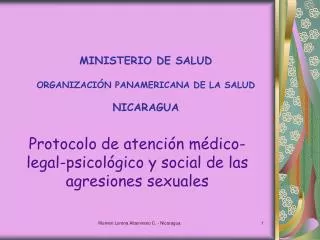 MINISTERIO DE SALUD ORGANIZACIÓN PANAMERICANA DE LA SALUD NICARAGUA