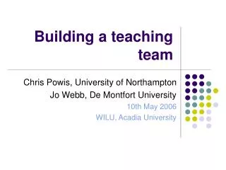 Building a teaching team