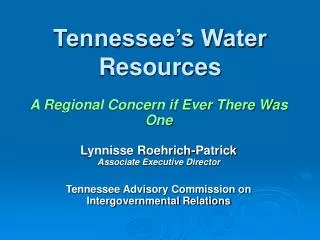 Tennessee’s Water Resources