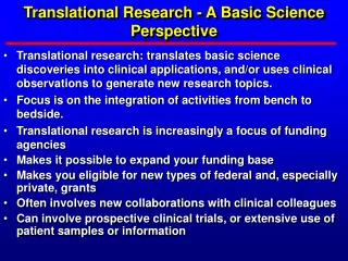 Translational Research - A Basic Science Perspective