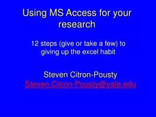 Using MS Access for your research