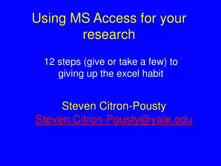 using ms access for your research