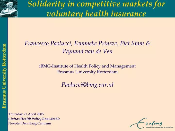 solidarity in competitive markets for voluntary health insurance