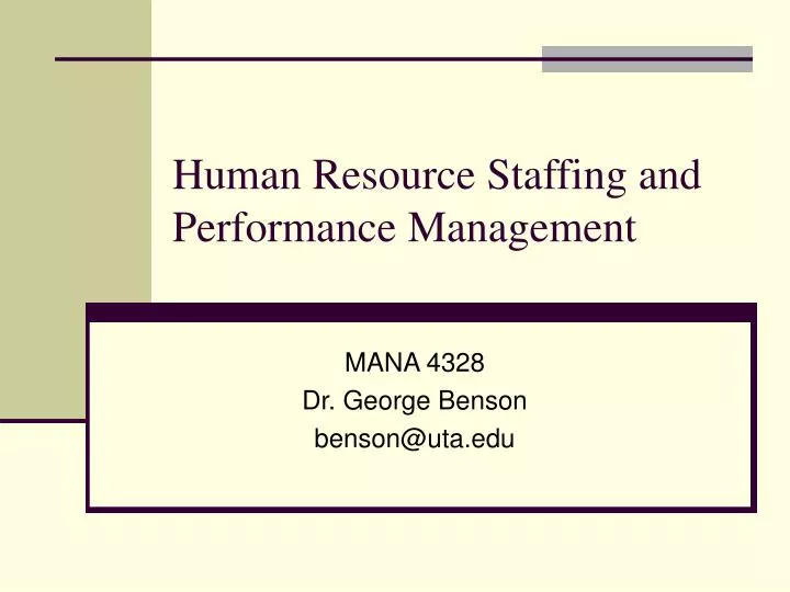 human resource staffing and performance management