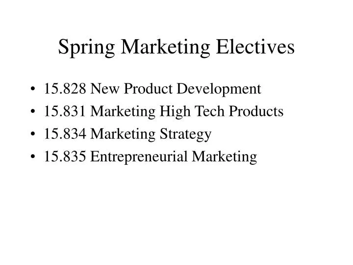 spring marketing electives