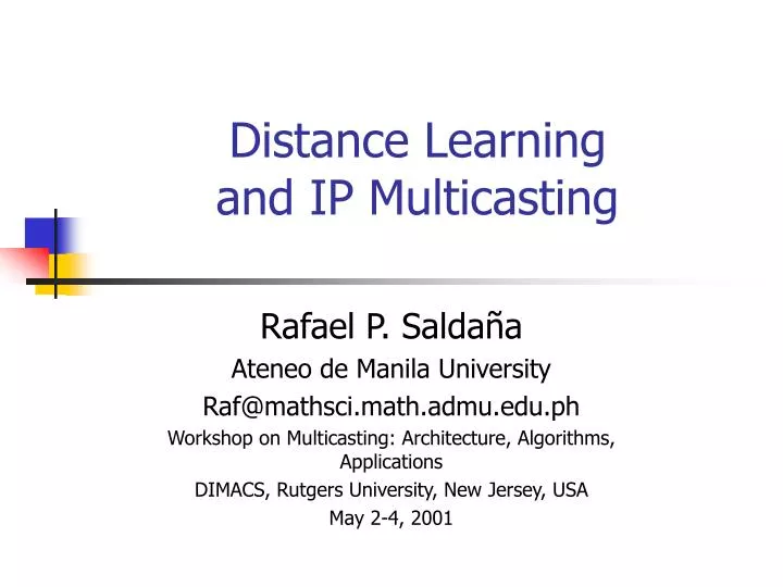 distance learning and ip multicasting