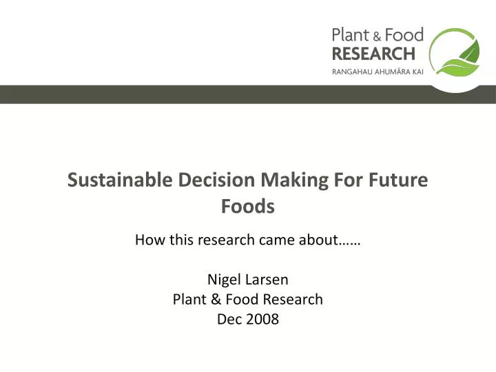 sustainable decision making for future foods