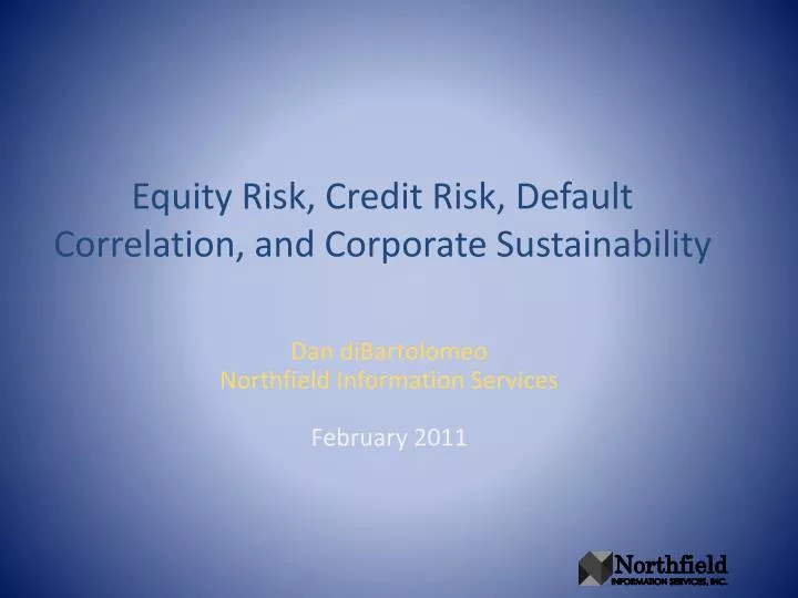 equity risk credit risk default correlation and corporate sustainability